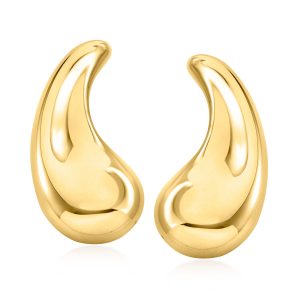 C. 1980 Vintage Tiffany Jewelry "Elsa Peretti" 18kt Yellow Gold Clip-On Teardrop Earrings