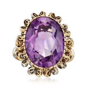 C. 1950 Vintage 8.75 Carat Amethyst Ring in 18kt Yellow Gold. Size 6