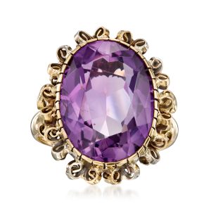 C. 1950 Vintage 8.75 Carat Amethyst Ring in 18kt Yellow Gold. Size 6