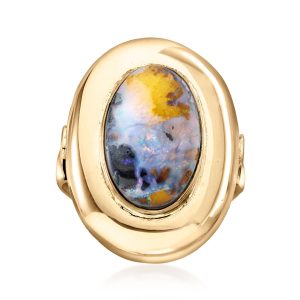C. 1950 Vintage Boulder Opal Ring in 9kt Yellow Gold. Size 7
