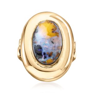 C. 1950 Vintage Boulder Opal Ring in 9kt Yellow Gold. Size 7