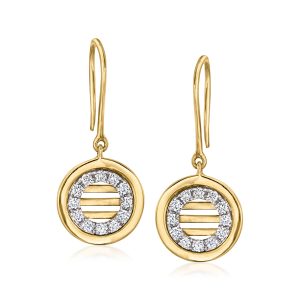 C. 1990 Vintage .50 ct. t.w. Diamond Circle Drop Earrings in 18kt Yellow Gold