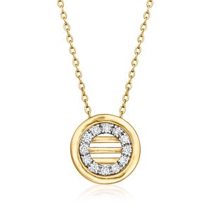 C. 1990 Vintage .25 ct. t.w. Diamond Circle Pendant Necklace in 18kt Yellow Gold. 18"