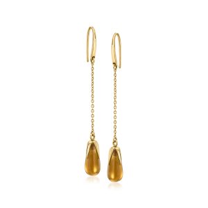 C. 1990 Vintage 5.00 ct. t.w. Citrine Drop Earrings in 18kt Yellow Gold