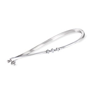 C. 1990 Vintage .25 ct. t.w. Diamond Bangle Bracelet in 14kt White Gold. 7"