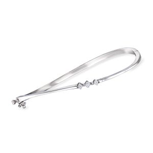 C. 1990 Vintage .25 ct. t.w. Diamond Bangle Bracelet in 14kt White Gold. 7"