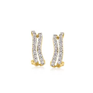 C. 1990 Vintage .90 ct. t.w. Diamond Wavy Earrings in 14kt Yellow Gold