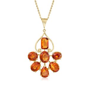 C. 1940 Vintage 19.45 ct. t.w. Orange Citrine Pendant Necklace in 14kt Yellow Gold. 18"