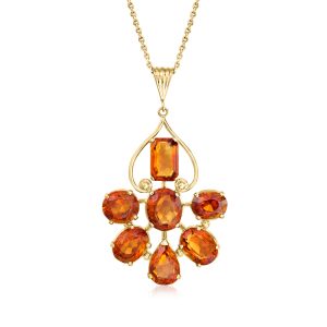 C. 1940 Vintage 19.45 ct. t.w. Orange Citrine Pendant Necklace in 14kt Yellow Gold. 18"