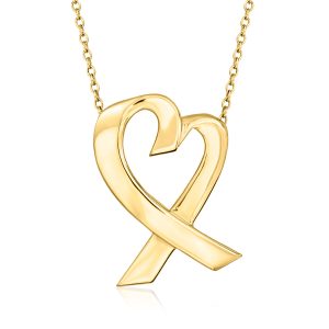 C. 1990 Vintage Tiffany Jewelry "Paloma Picasso" 18kt Yellow Gold Loving Heart Necklace. 25"
