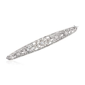 C. 1950 Vintage .40 ct. t.w. Diamond Filigree Pin in 18kt White Gold