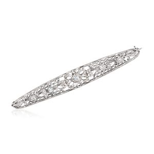 C. 1950 Vintage .40 ct. t.w. Diamond Filigree Pin in 18kt White Gold