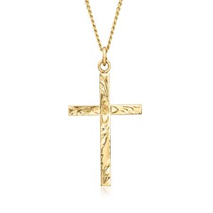 C. 1980 Vintage 10kt Yellow Gold Cross Pendant Necklace. 18"