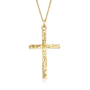 C. 1980 Vintage 10kt Yellow Gold Cross Pendant Necklace. 18"
