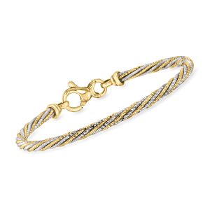 C. 1980 Vintage 14kt Two-Tone Gold Twisted Bracelet. 7.5"