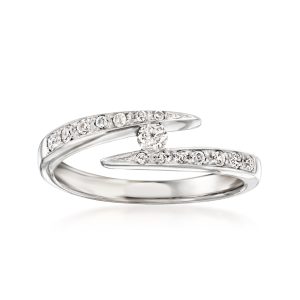 C. 2000 Vintage .25 ct. t.w. Diamond Bypass Ring in 18kt White Gold. Size 6