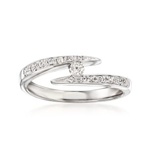 C. 2000 Vintage .25 ct. t.w. Diamond Bypass Ring in 18kt White Gold. Size 6