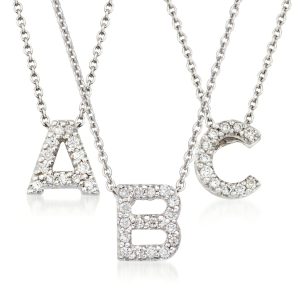 Roberto Coin "Love Letter" Diamond Initial Pendant Necklace in 18kt White Gold