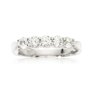 .75 ct. t.w. Diamond Five-Stone Wedding Band in 14kt White Gold