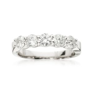 1.00 ct. t.w. Diamond Five-Stone Wedding Band in 14kt White Gold