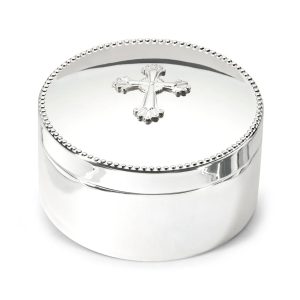 Reed & Barton "Abbey Cross" Silver Plate Personalized Rosary Box