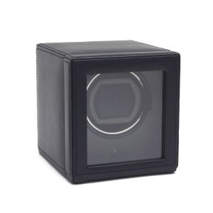WOLF "Cub Winder" Black Single Watch Winder with Cover