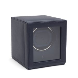 WOLF "Cub Winder" Navy Single Watch Winder with Cover