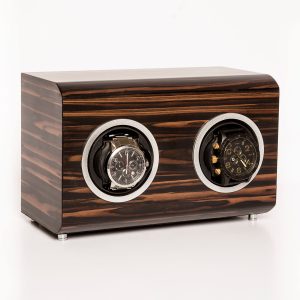 Brouk & Co. Matte Ebony Wooden 2-Watch Winder