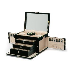 WOLF "Zoe" Forest Green Velvet Large Jewelry Box