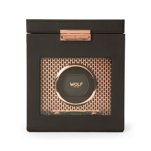 WOLF "Axis" Copper-Plated Steel Single Watch Winder with Storage