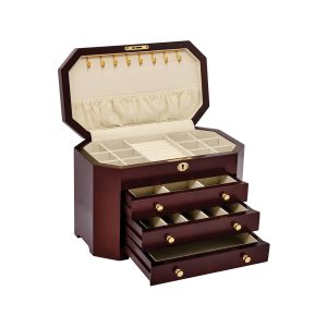 Mahogany Veneer Locking Jewelry Box