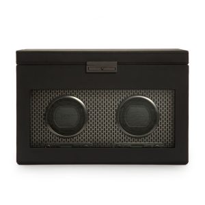 WOLF "Axis" Powder-Coated Steel Two-Module Watch Winder with Storage