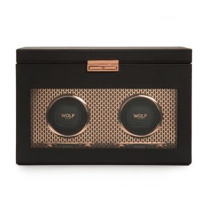 WOLF "Axis" Copper Two-Module Watch Winder with Storage