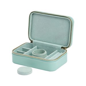 WOLF "Sophia" Jade Leather Jewelry Zip Case