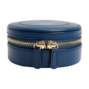 WOLF "Sophia" Indigo Leather Mini Jewelry Zip Case
