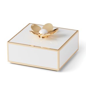 Kate Spade New York White Enamel Floral Covered Box
