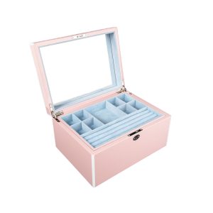 Brouk & Co. "Laurel" Pink Wooden Jewelry Box