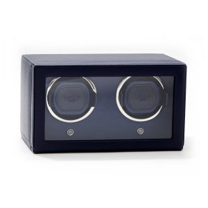 WOLF "Cub" Navy Vegan Leather Double-Watch Winder