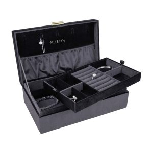 Mele & Co. "Jewel Onyx" Black Velvet Jewelry Box