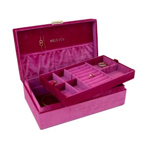 Mele & Co. "Jewel Magenta" Pink Velvet Jewelry Box