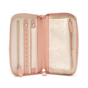 Brouk & Co. "Croft Avenue - Luna" Pink Faux Leather Travel Jewelry Wallet