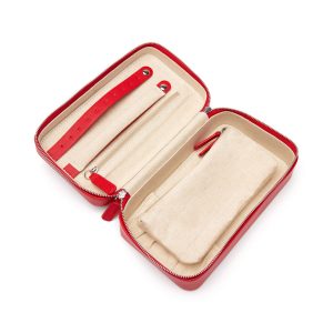 Brouk & Co. "Luna" Red Faux Leather Medium Travel Jewelry Case