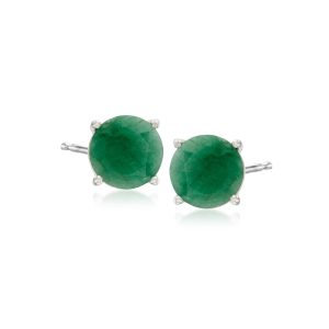 4.00 ct. t.w. Emerald Stud Earrings in Sterling Silver