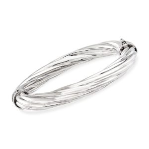 Italian 10mm Sterling Silver Twisted Bangle Bracelet