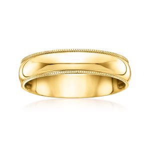 Men's 5mm 14kt Yellow Gold Milgrain Band