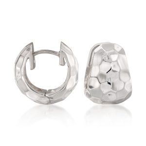Zina Sterling Silver "Sahara" Hammered Hoop Earrings. 1/2"