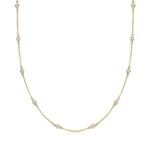 1.00 ct. t.w. Bezel-Set CZ Station Necklace in 18kt Gold Over Sterling