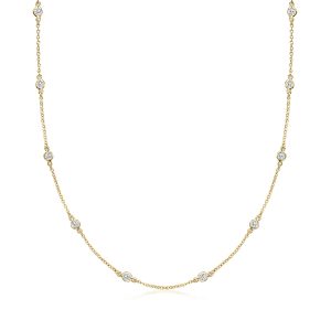 1.00 ct. t.w. Bezel-Set CZ Station Necklace in 18kt Gold Over Sterling