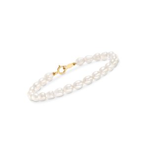 Child's 4-4.5mm Cultured Pearl Bracelet with 14kt Yellow Gold