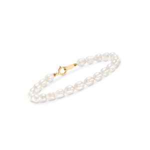Child's 4-4.5mm Cultured Pearl Bracelet with 14kt Yellow Gold